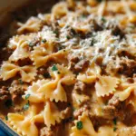 Cheesy Beef and Bowtie Pasta in Garlic Butter Cheesy Beef and Bowtie Pasta in Garlic Butter