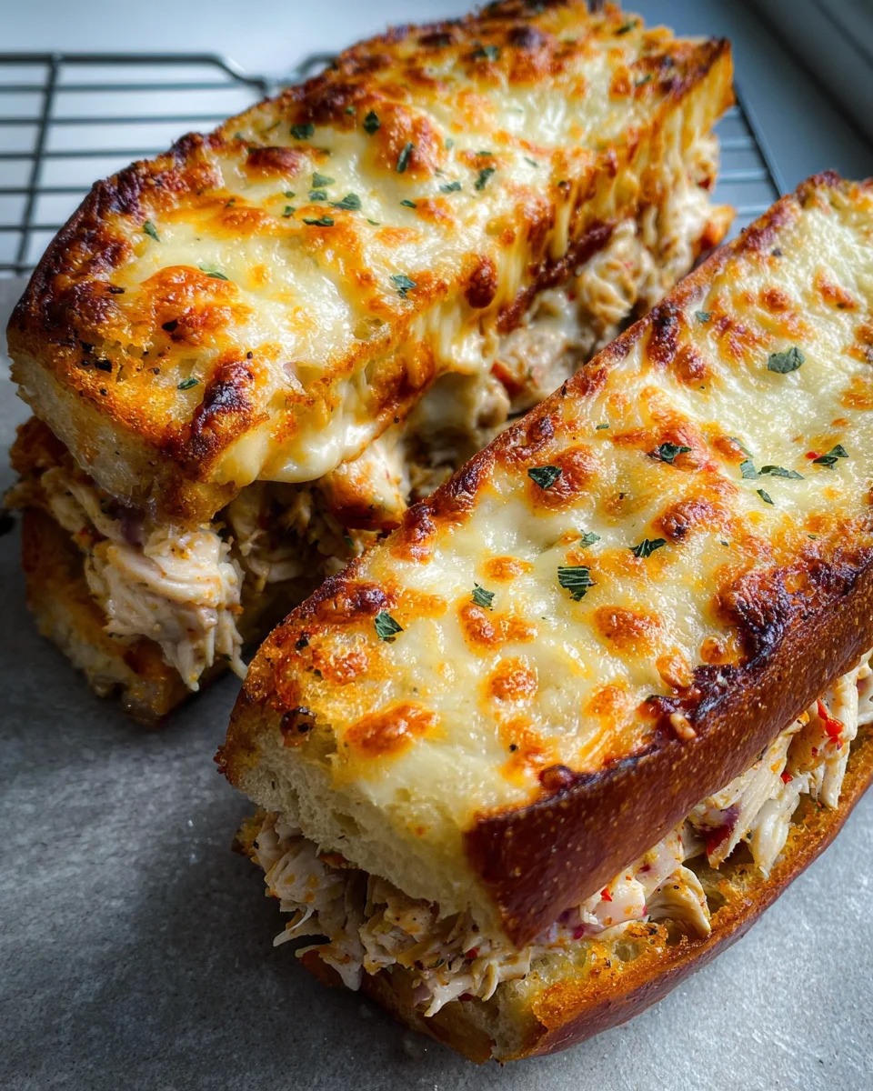 Cheesy Chicken Garlic Bread Sandwich Cheesy