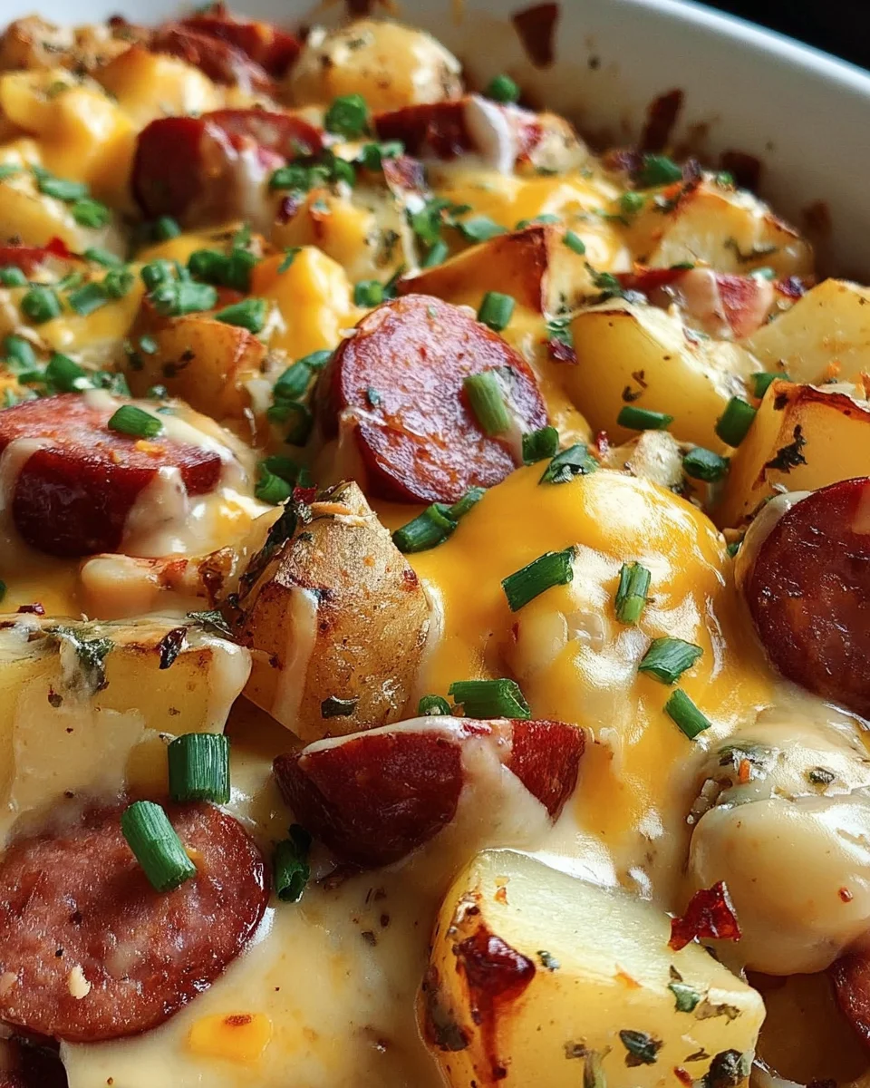 Cheesy Ranch Potatoes and Smoked Sausage Cheesy