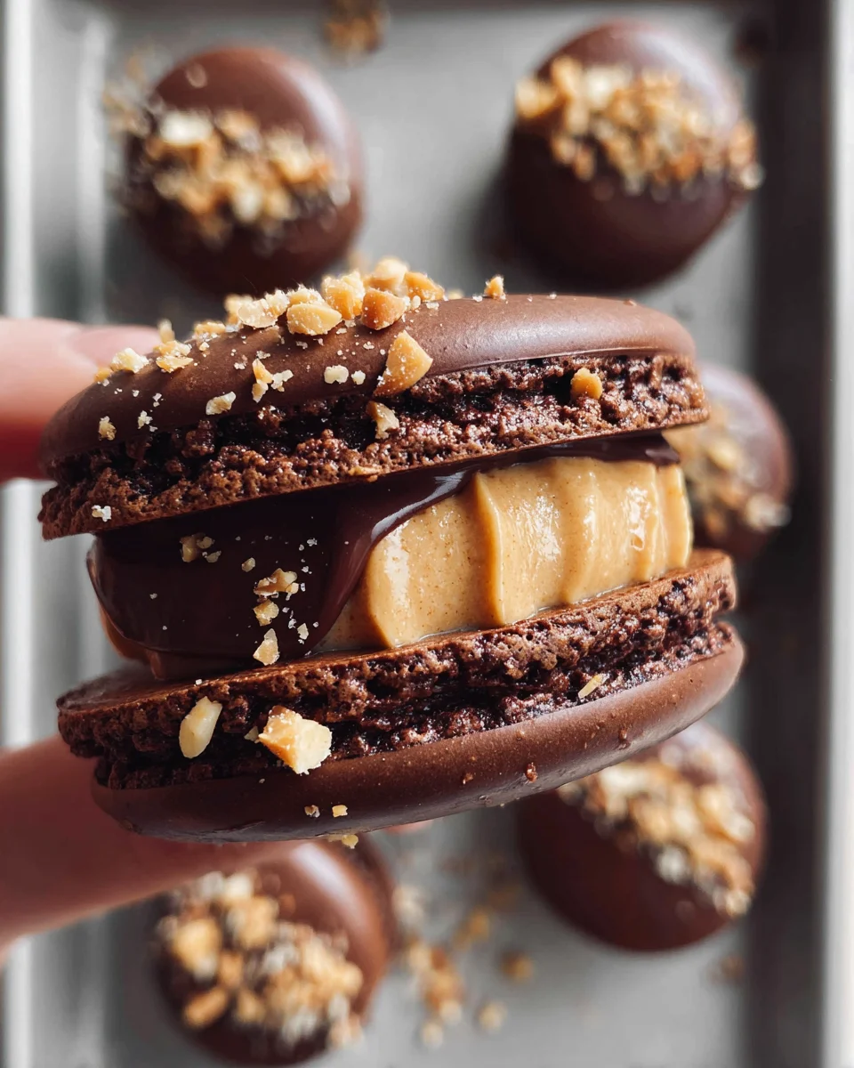 Chocolate Peanut Butter Macarons Chocolate