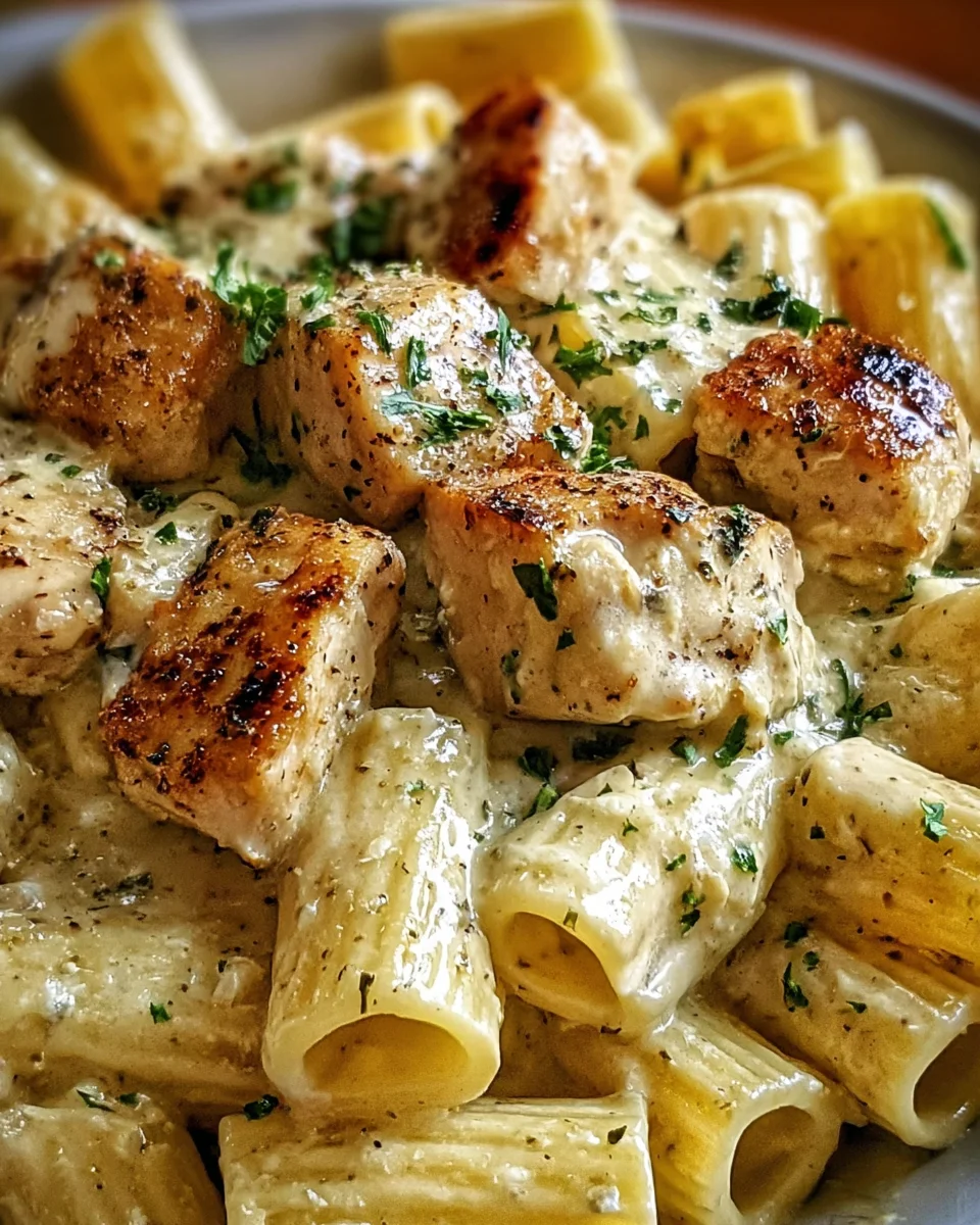 Creamy Garlic Butter Chicken and Rigatoni in Parmesan Sauce Creamy