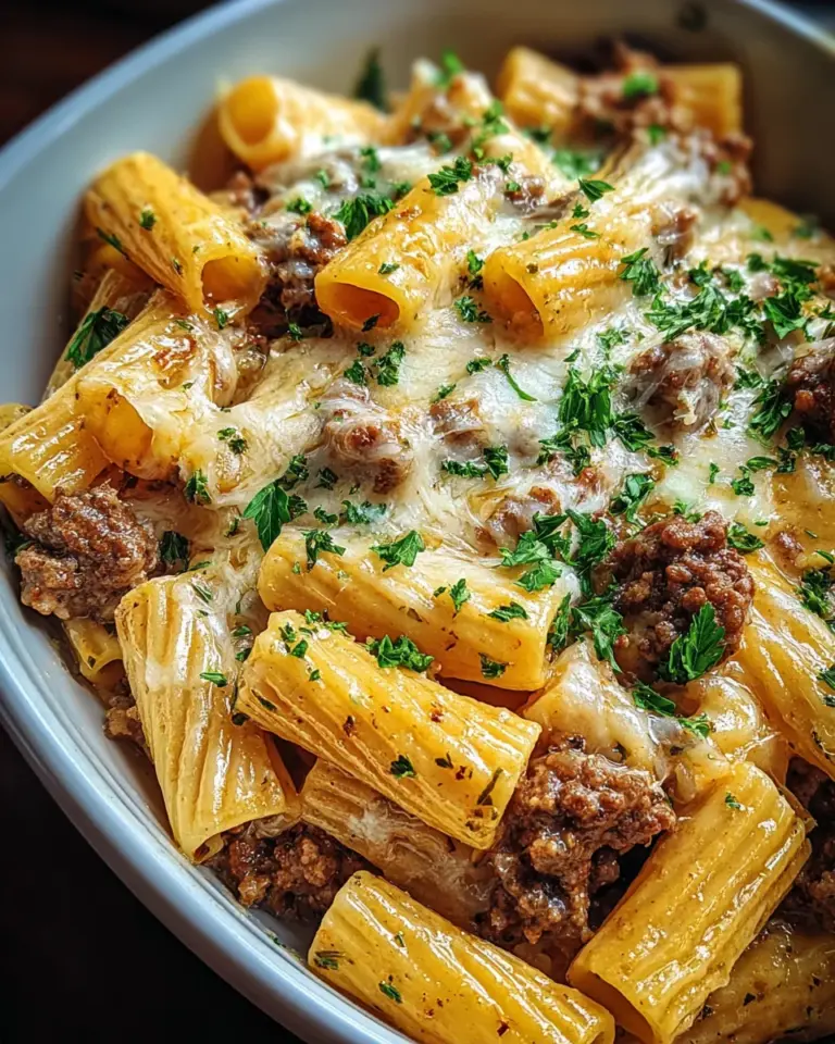 Creamy Parmesan Beef Rigatoni