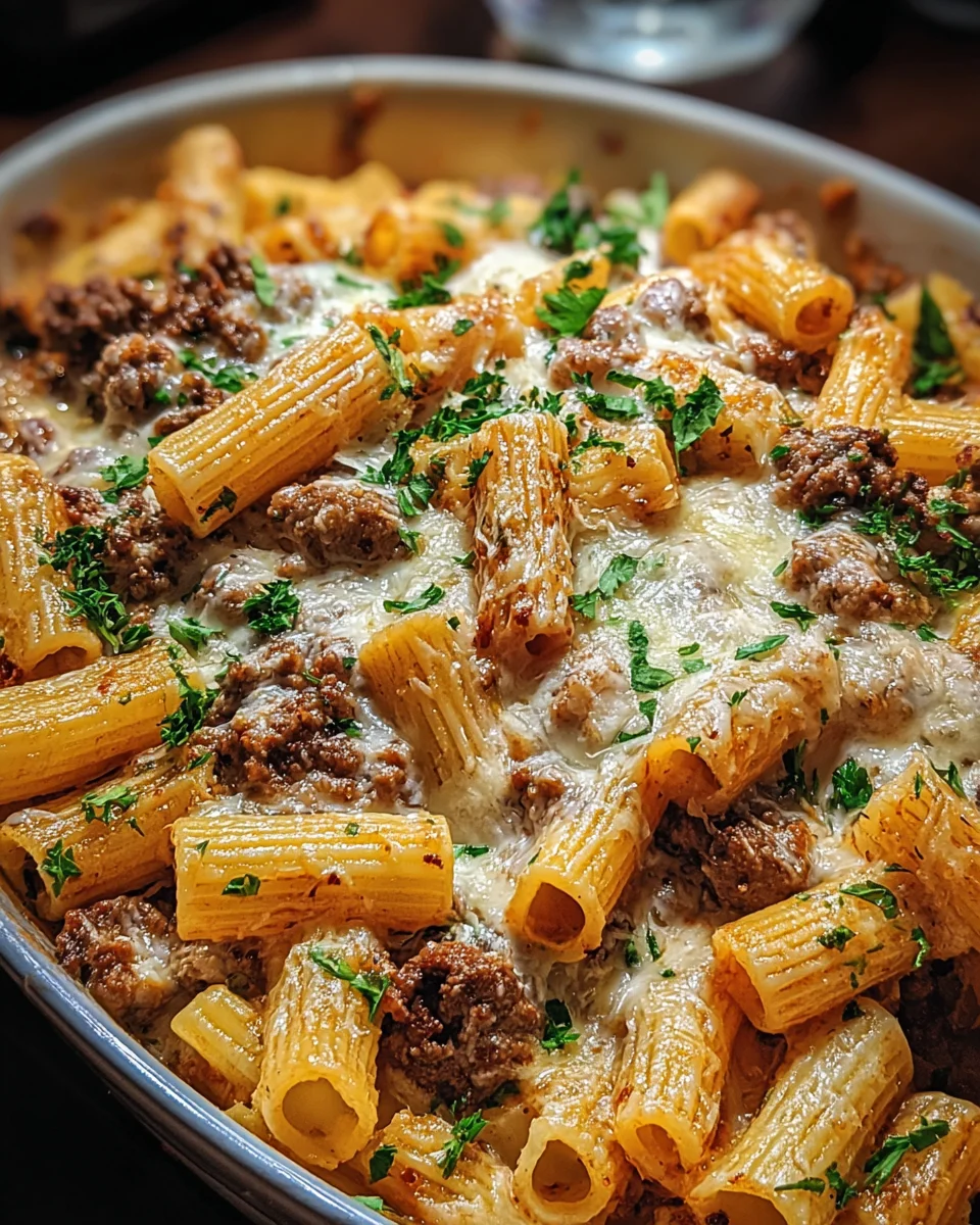 Creamy Parmesan Beef Rigatoni Creamy