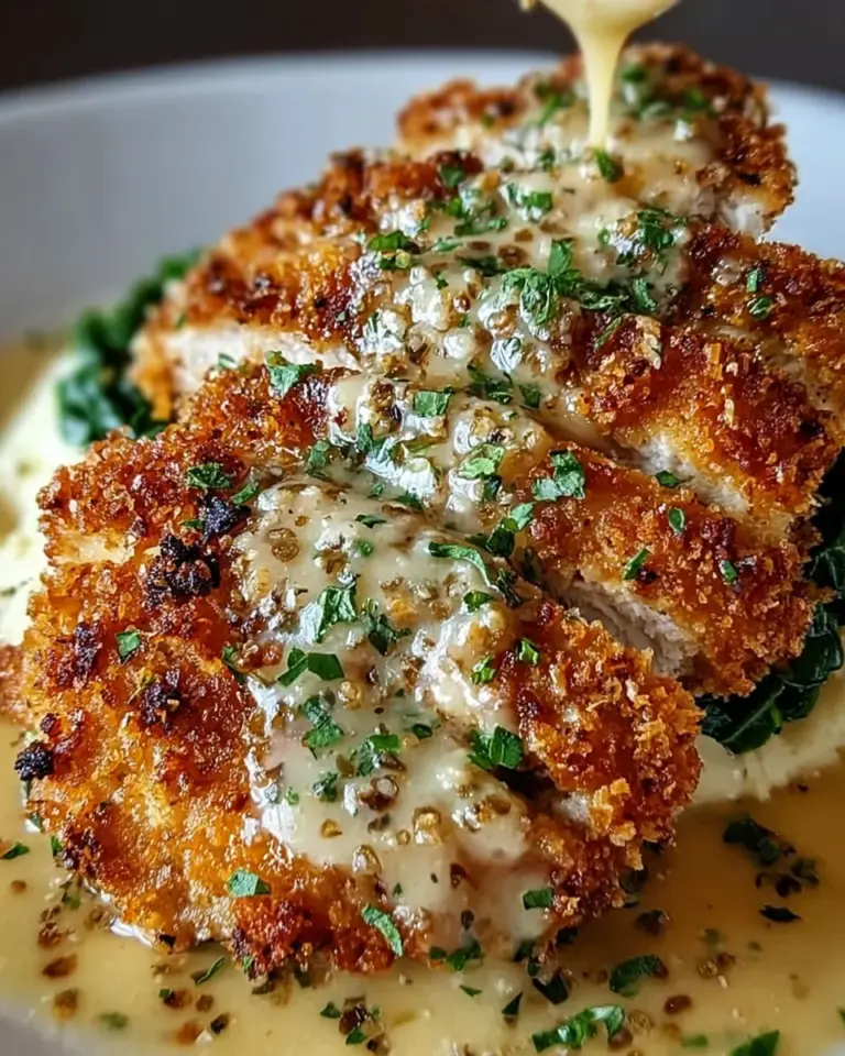 Crispy Parmesan Chicken with a Rich Garlic Sauce