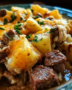 Crockpot Loaded Steak and Potato Bake Recipe