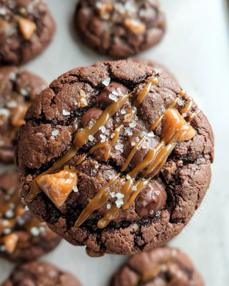 Double Chocolate Salted Caramel Cookies Double
