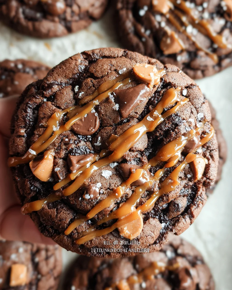 Double Chocolate Salted Caramel Cookies Double