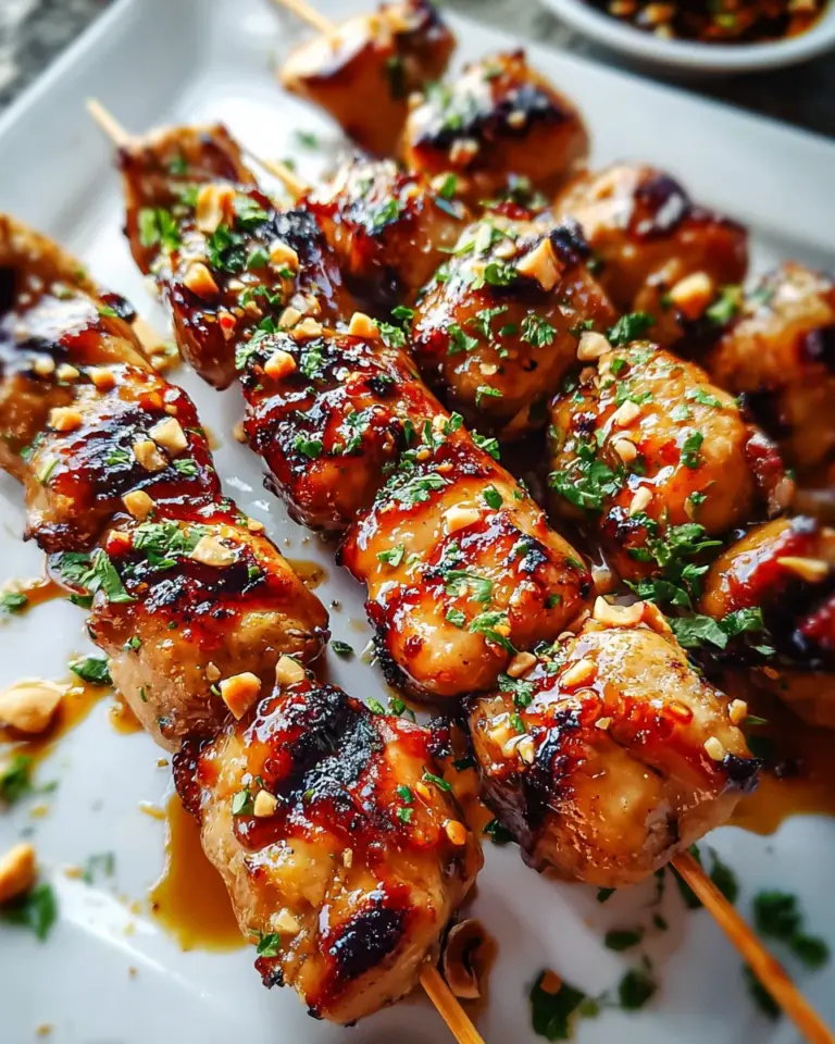 Easy Grilled Asian Chicken Skewers with Honey Garlic Sauce