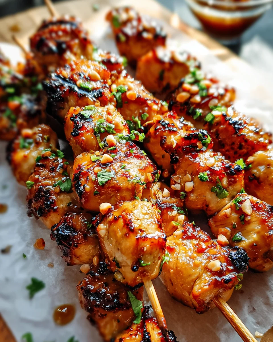 Easy Grilled Asian Chicken Skewers with Honey Garlic Sauce Easy