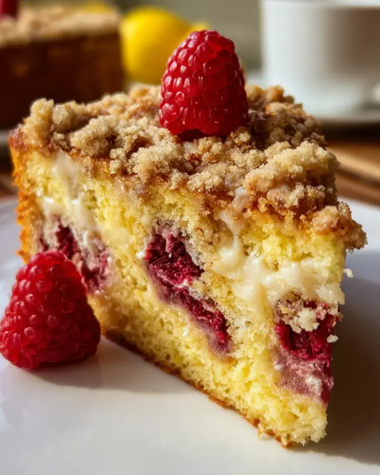 Easy Lemon Raspberry Cake with Crumb Topping