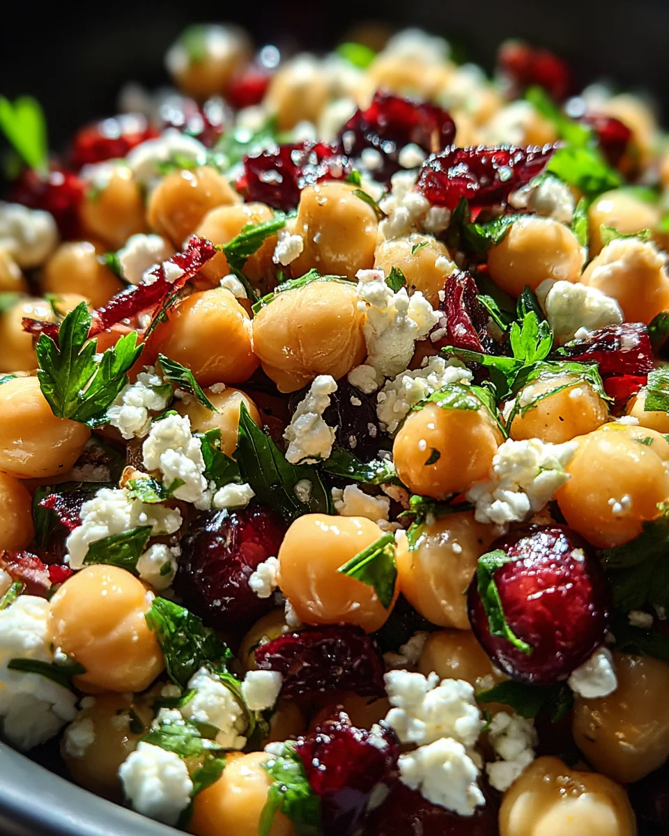 Feta & Cranberry Chickpeas with Lemon Vinaigrette Feta