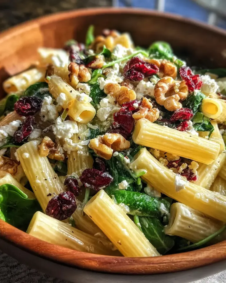 Feta & Cranberry Rigatoni Salad with Lemon Vinaigrette