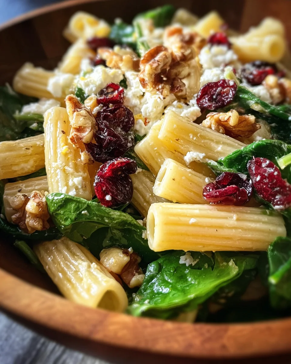Feta & Cranberry Rigatoni Salad with Lemon Vinaigrette Feta