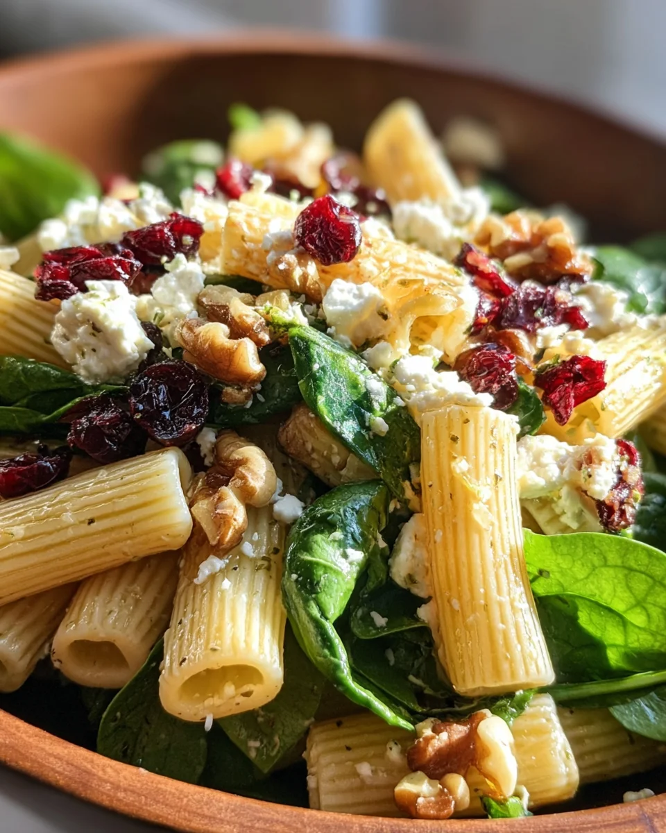Feta & Cranberry Rigatoni Salad with Lemon Vinaigrette Feta