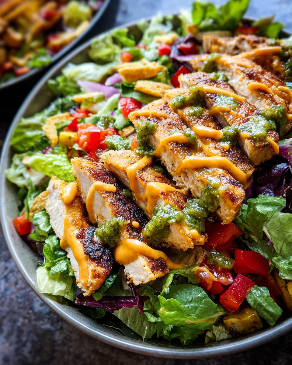 Fiesta Ranch Salad with Salsa Verde Chicken Fiesta