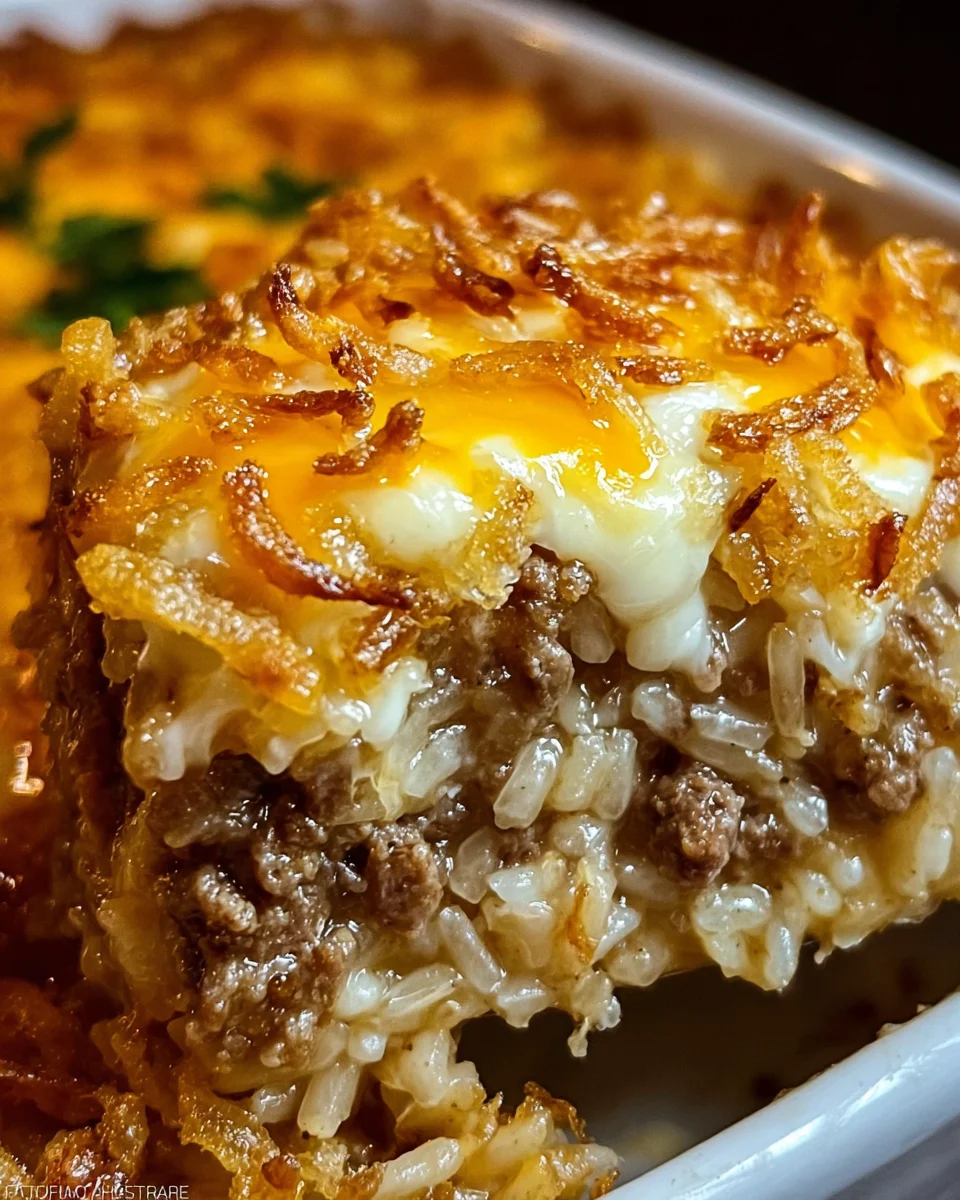 French Onion Ground Beef and Rice Casserole French
