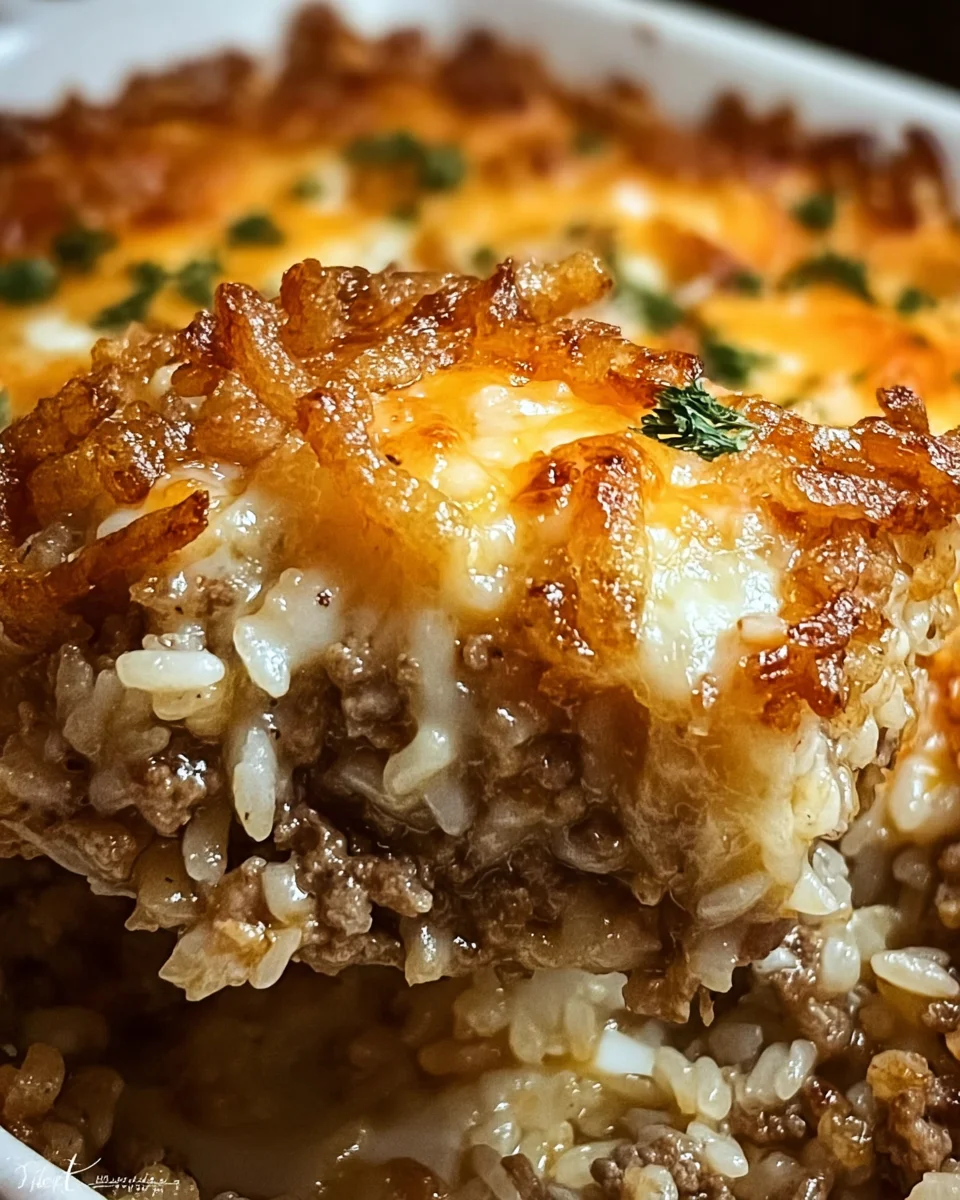 French Onion Ground Beef and Rice Casserole French