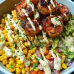 Grilled Shrimp Bowl with Avocado, Corn Salsa & Creamy Sauce Grilled Shrimp Bowl with Avocado, Corn Salsa & Creamy Sauce