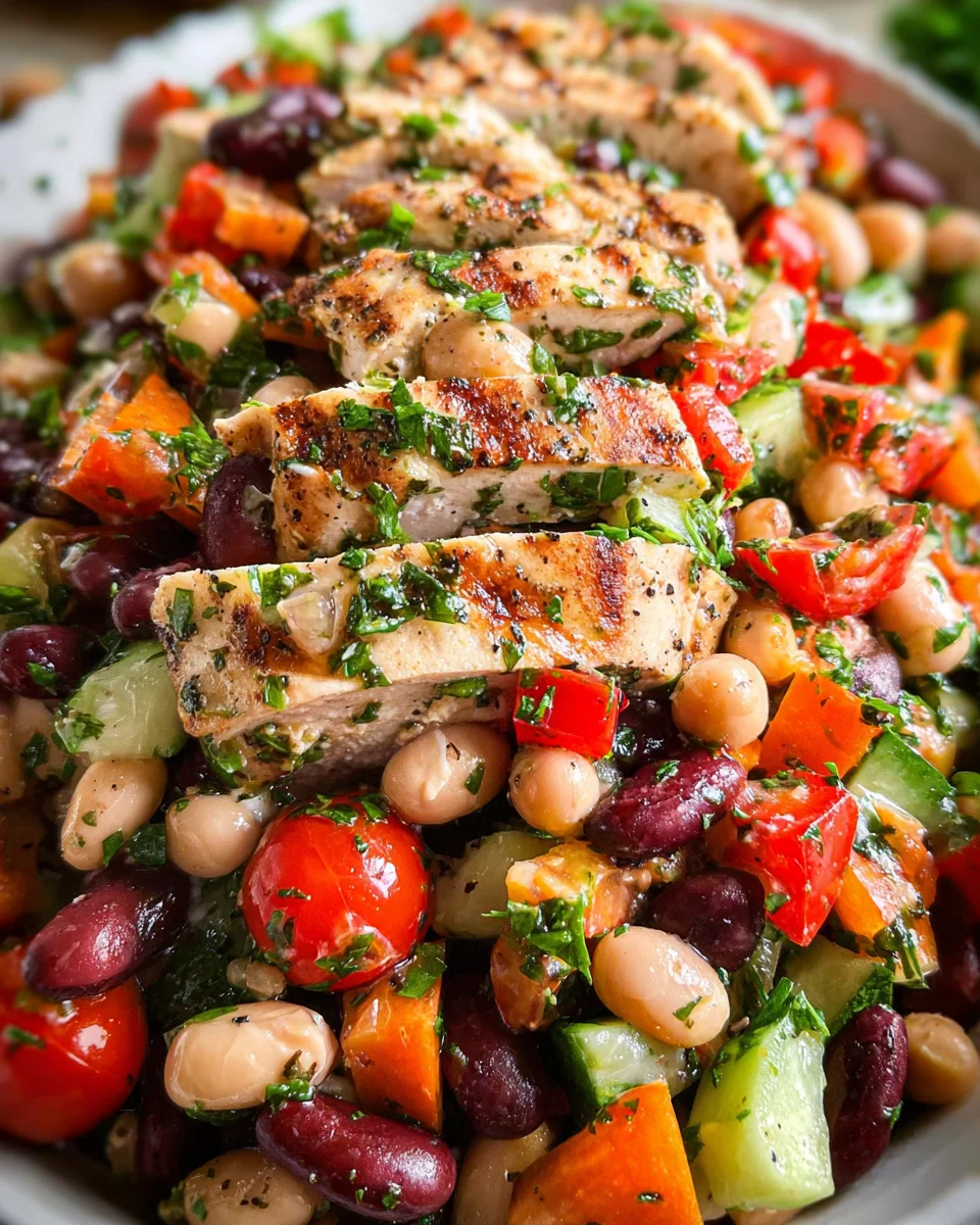High-Protein Dense Bean Salad with Chicken High-Protein