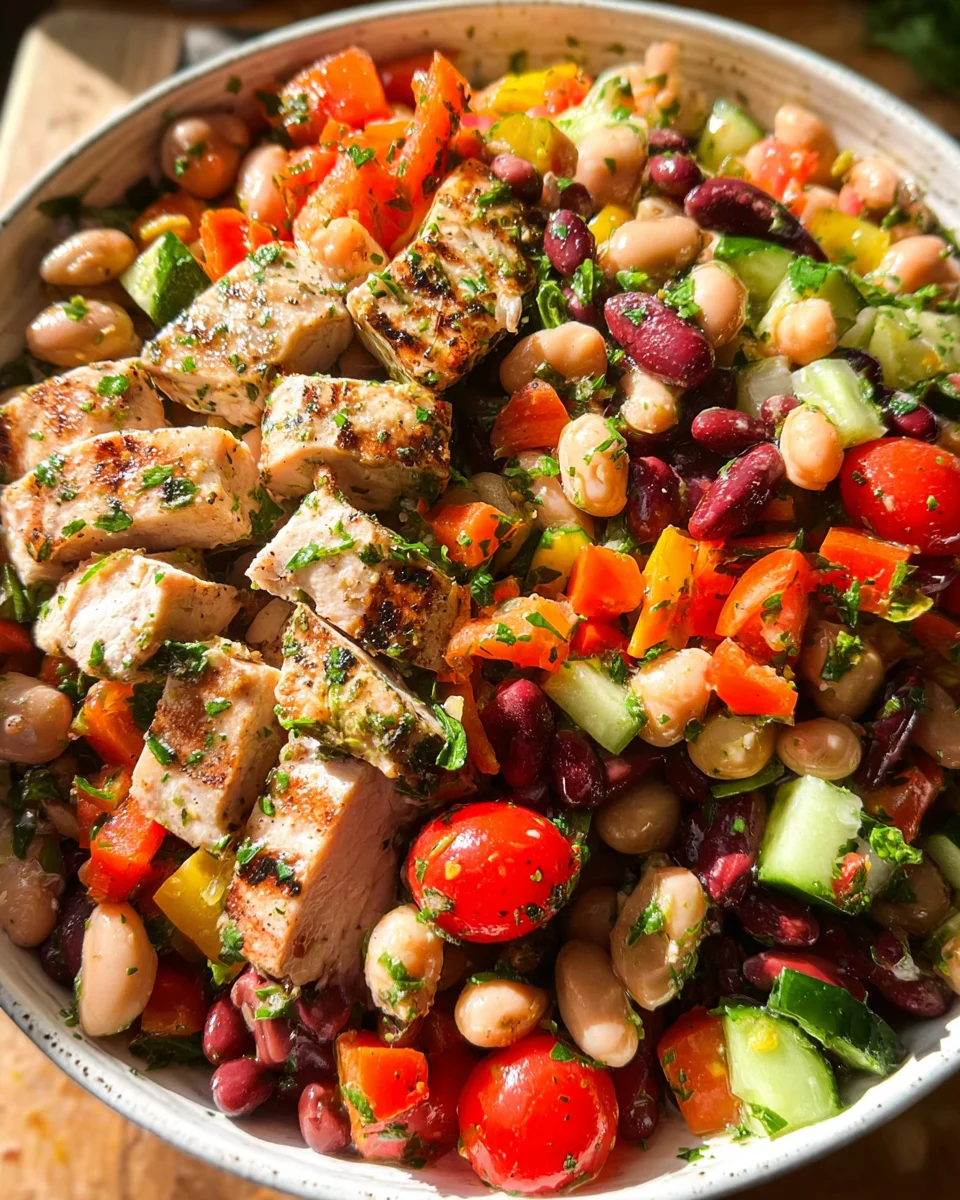 High-Protein Dense Bean Salad with Chicken High-Protein
