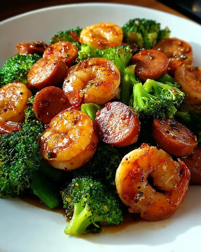 Honey Garlic Shrimp, Sausage, and Broccoli