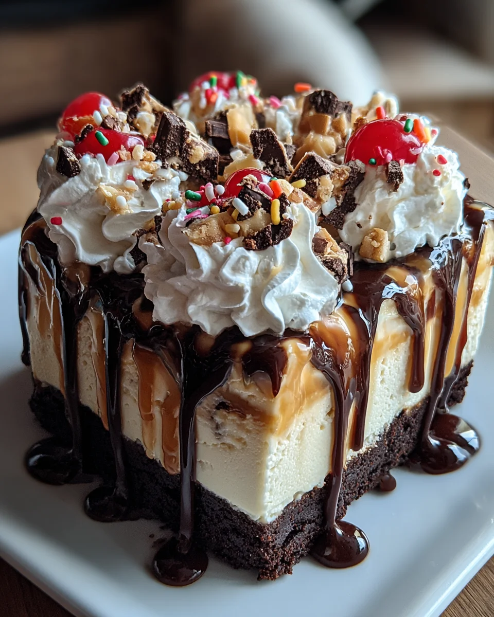 Hot Fudge Sundae Brownie Cheesecake