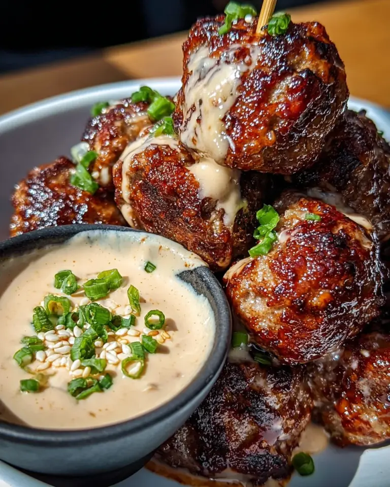 Korean BBQ Meatballs with Spicy Mayo Dip