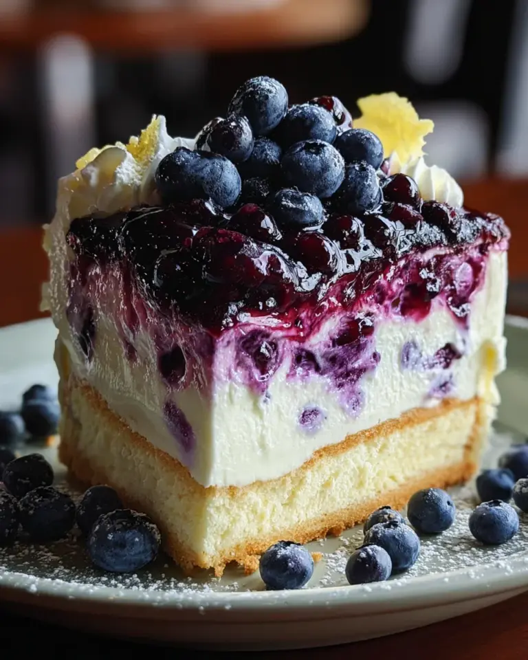 Lemon Blueberry Shortbread Mousse Cake