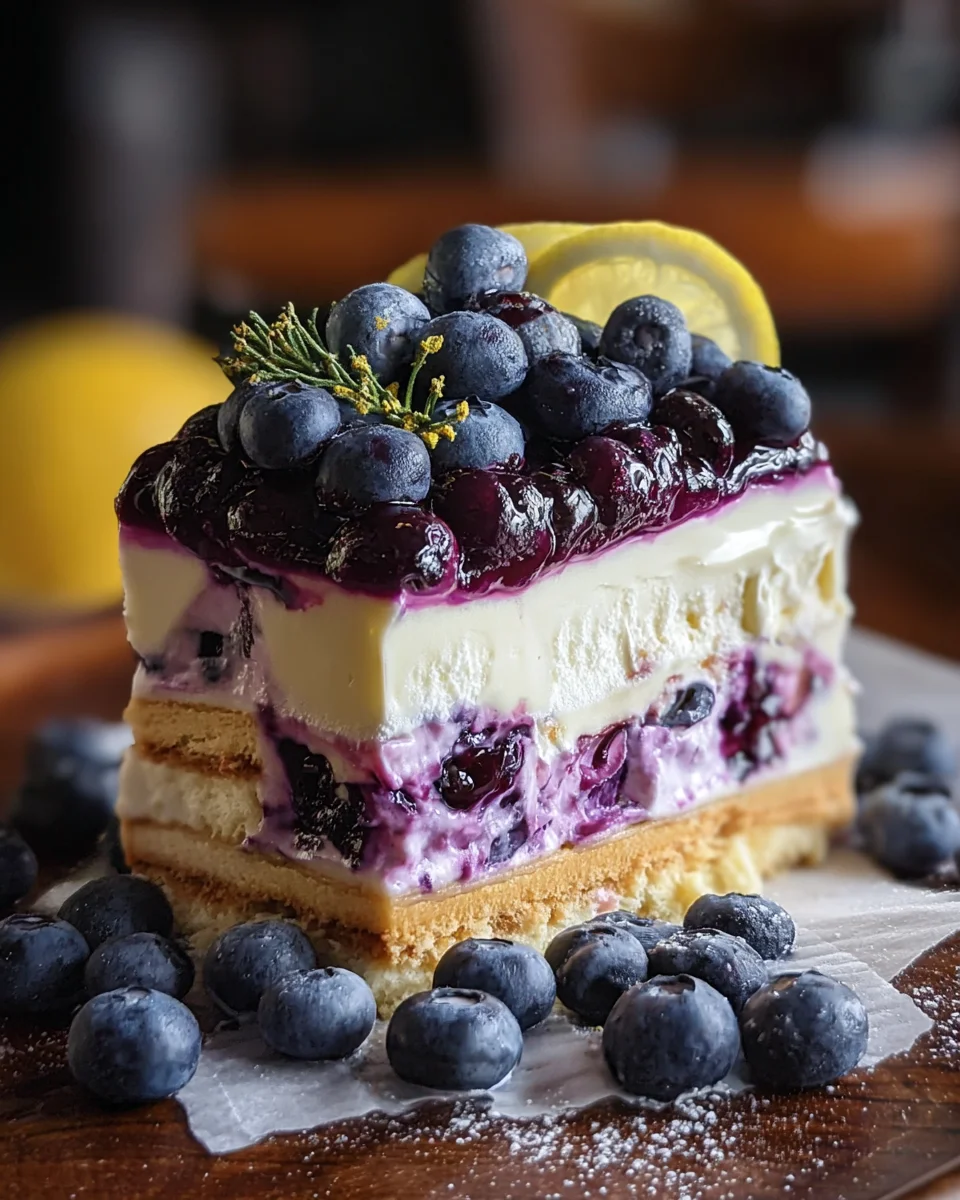 Lemon Blueberry Shortbread Mousse Cake Lemon