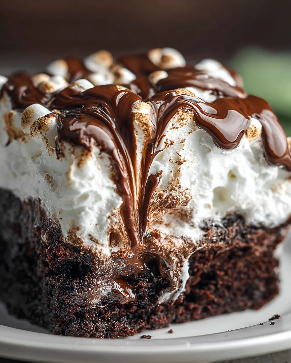 Marshmallow Chocolate Poke Cake Marshmallow