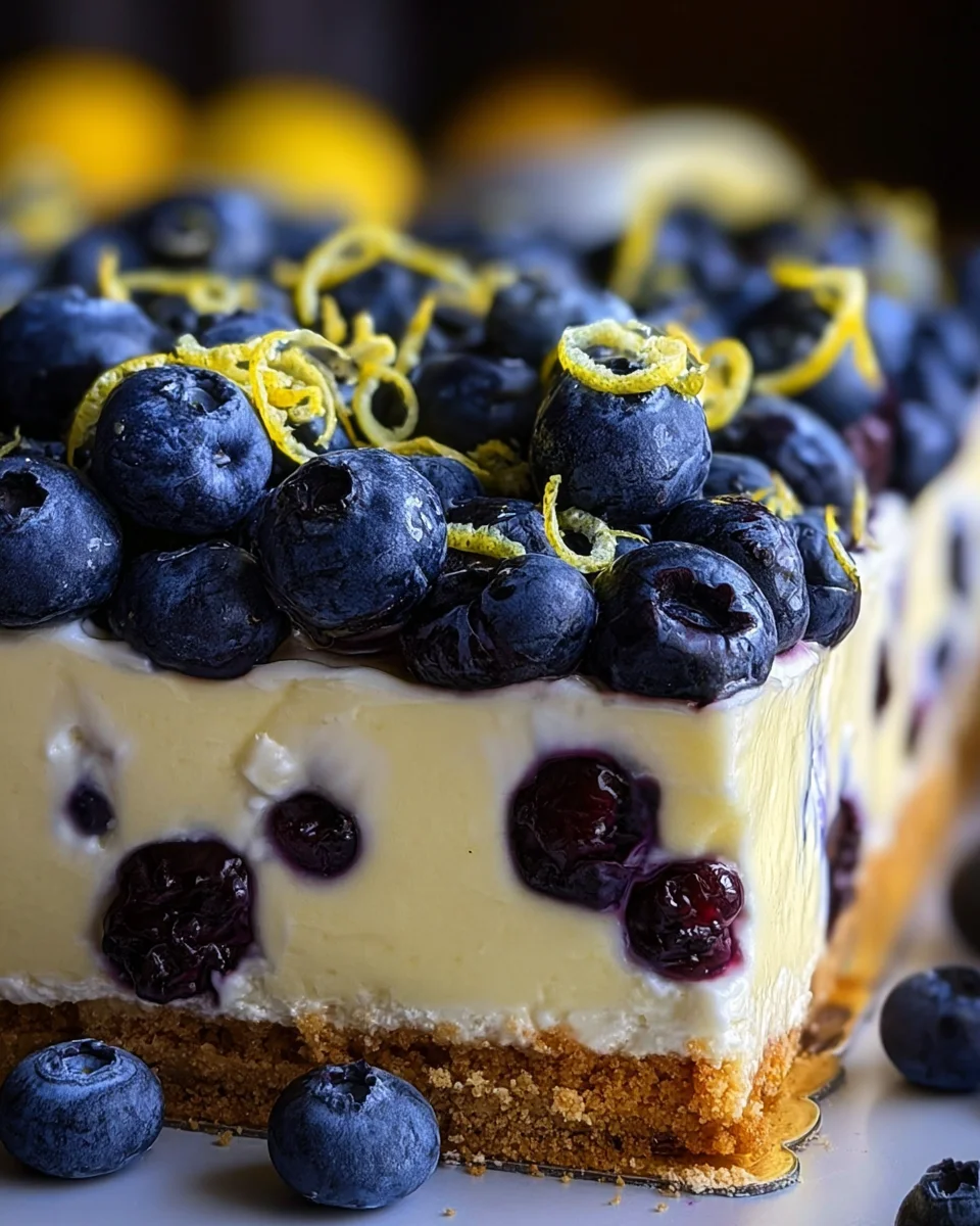 No-Bake Lemon dazzling Blueberry cream Cake No-Bake