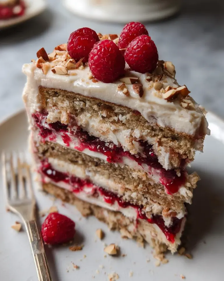 One Bowl Vegan Almond Raspberry Cake with Cream Cheese Frosting