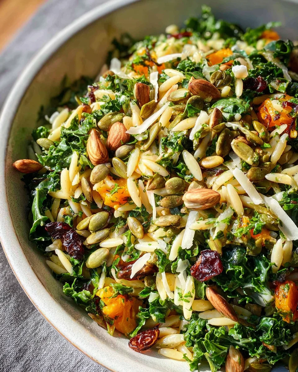 Orzo Kale Salad with Lemon Vinaigrette Orzo