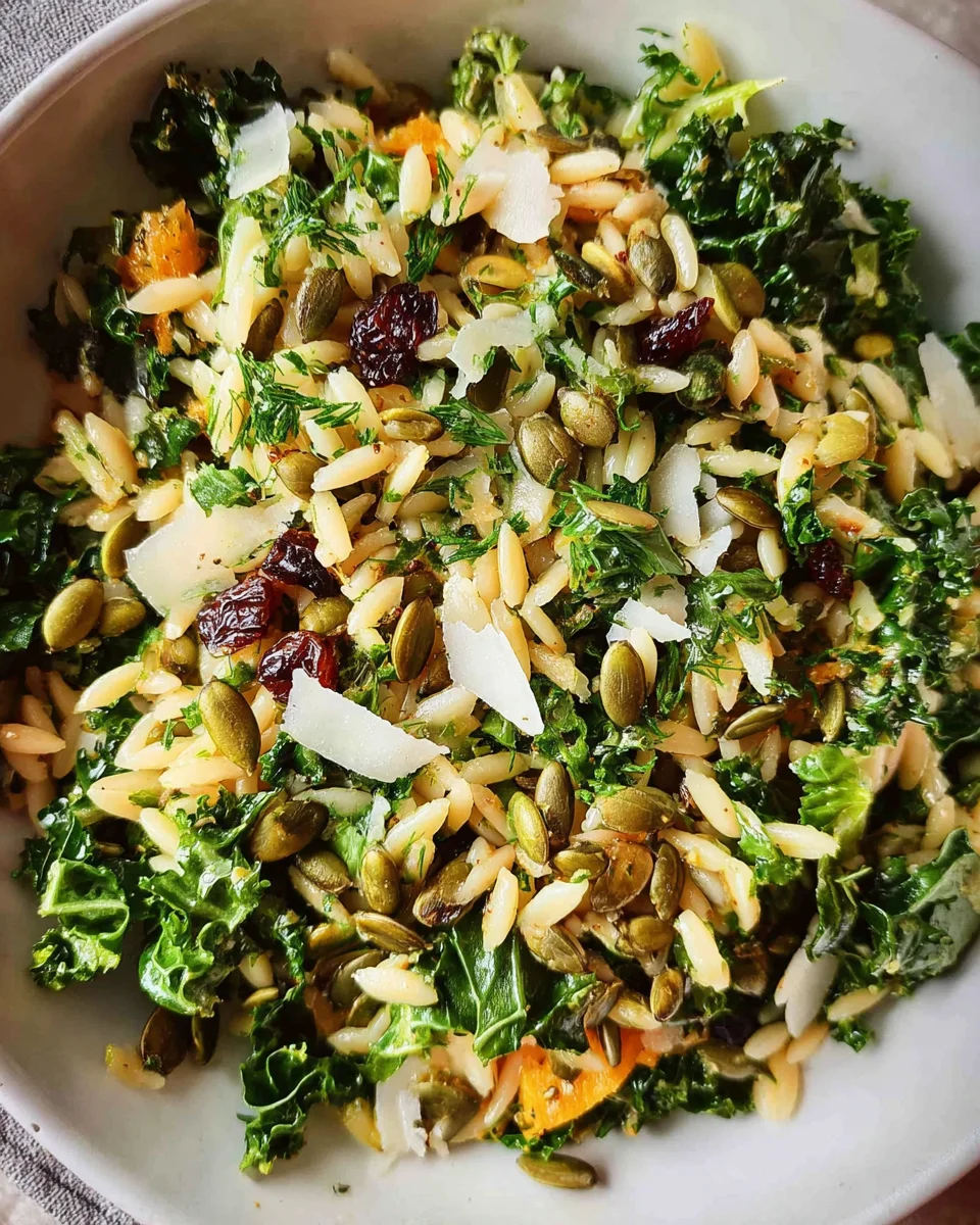 Orzo Kale Salad with Lemon Vinaigrette Orzo