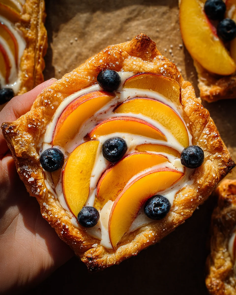 Peaches and Cream Puff Pastry Tart 18 Peaches