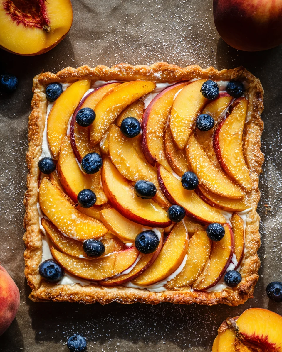 Peaches and Cream Puff Pastry Tart 19 Peaches