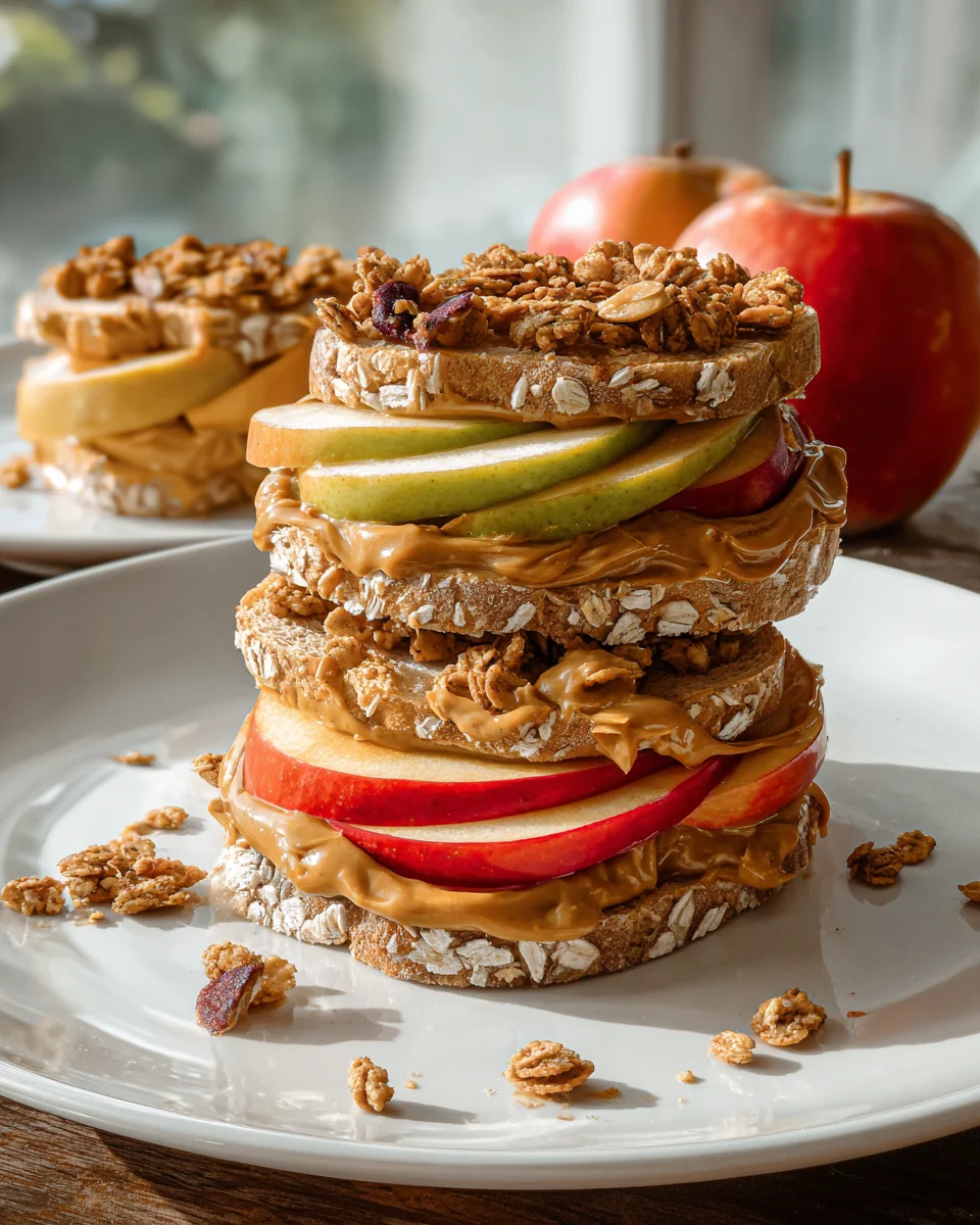 Peanut Butter Apple Sandwiches with Granola