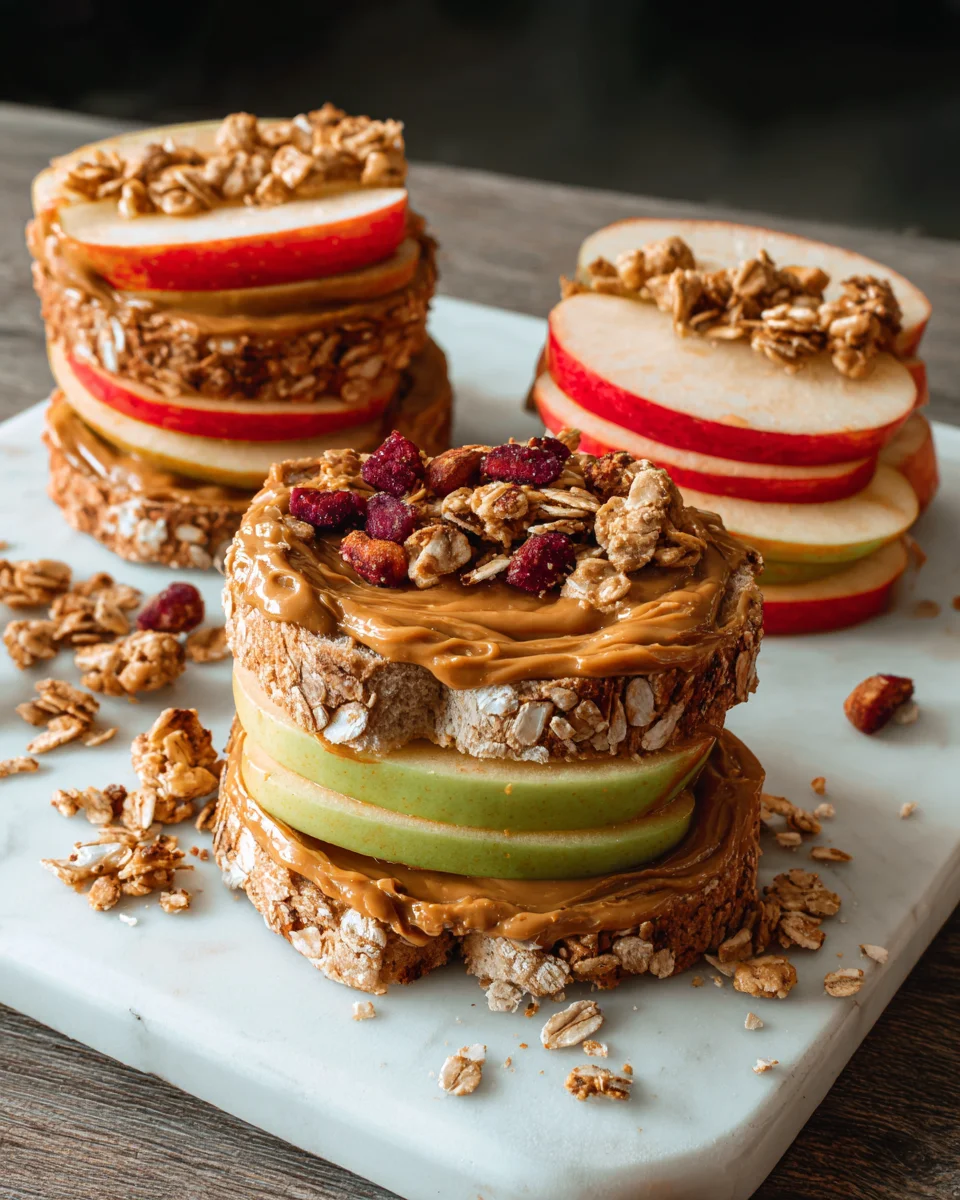 Peanut Butter Apple Sandwiches with Granola 15 Peanut