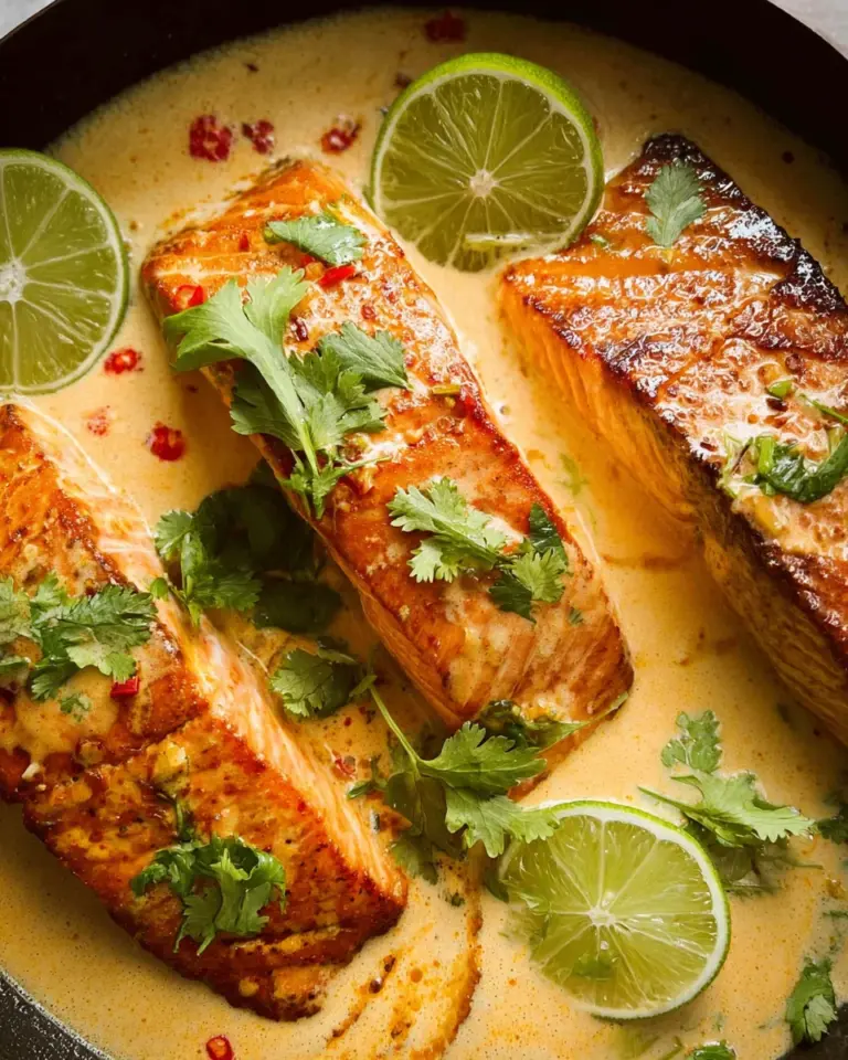 Poached Salmon in Coconut Lime Sauce
