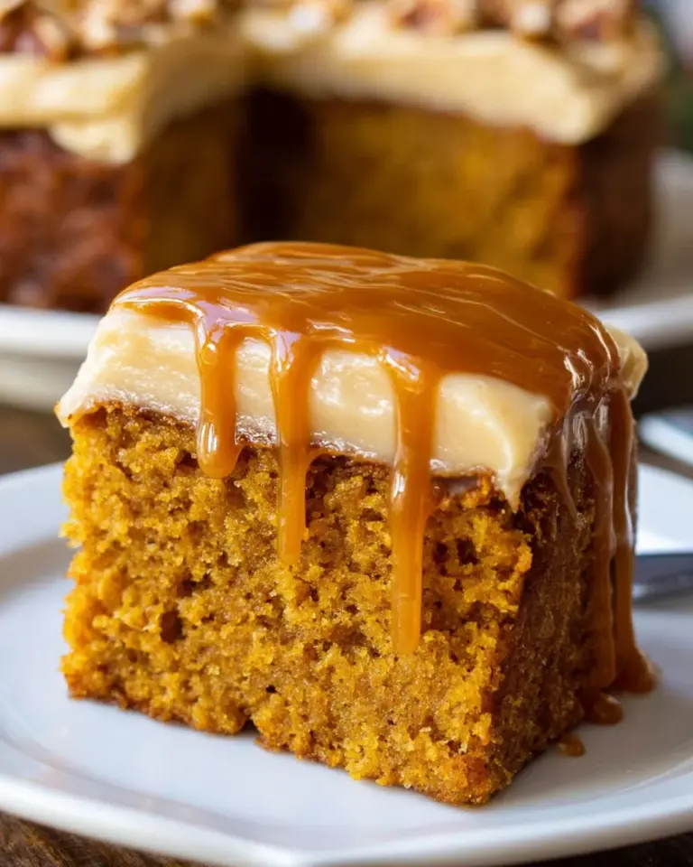 Pumpkin Cake with Caramel Cream Cheese Frosting