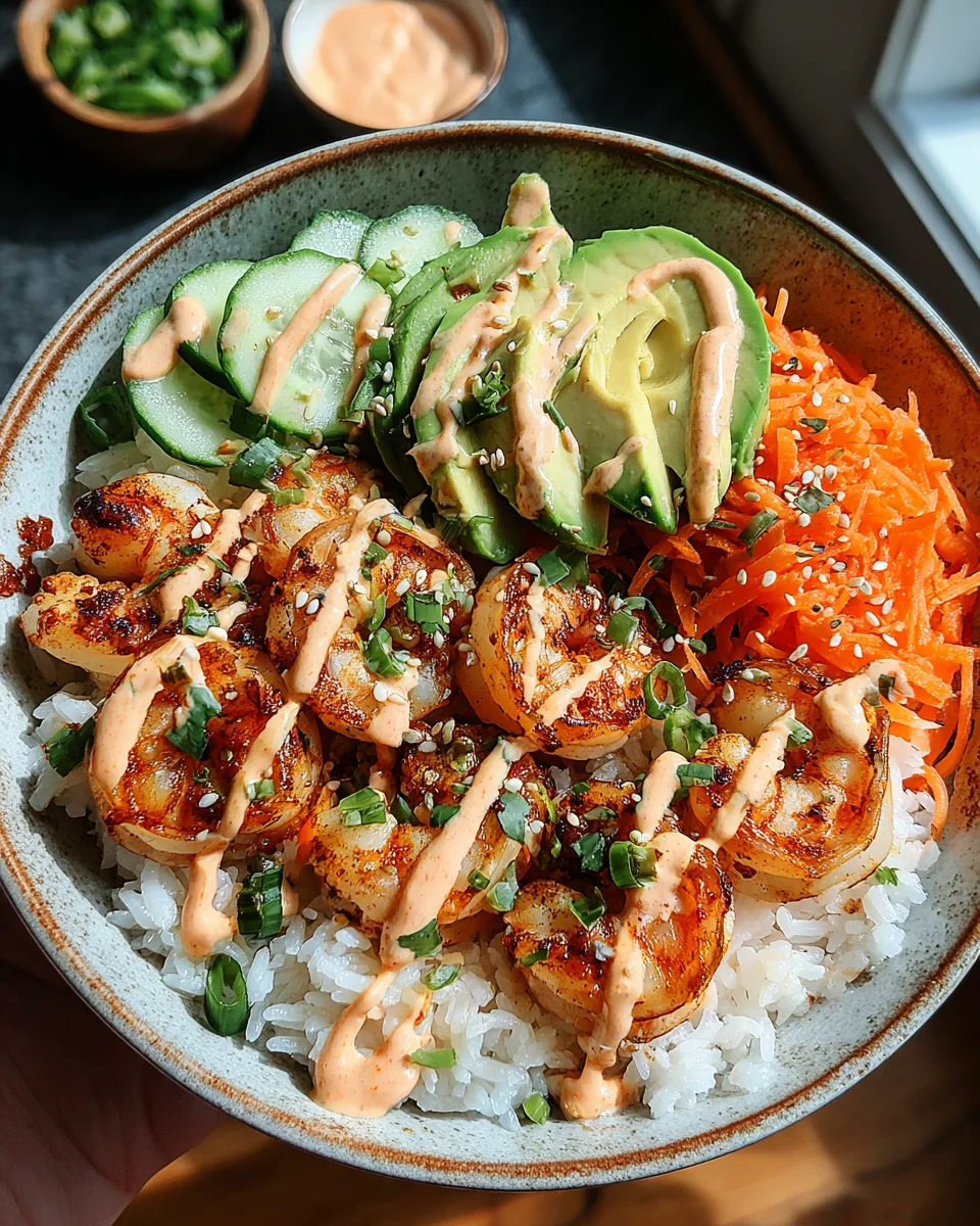 Shrimp Rice Bowls with Spicy Mayo Shrimp