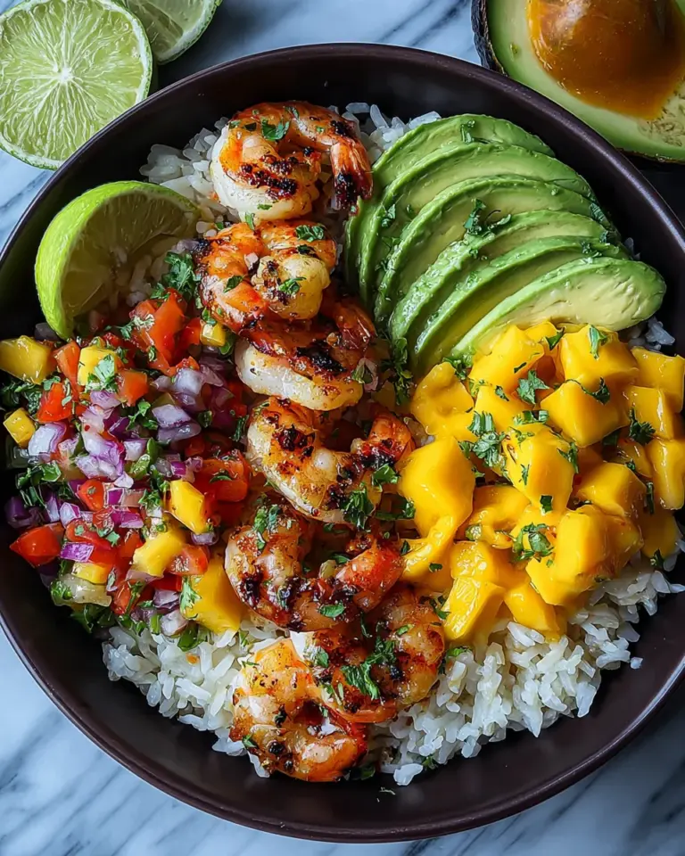 Shrimp and Avocado Bowls with Mango Salsa & Lime-Chili Sauce