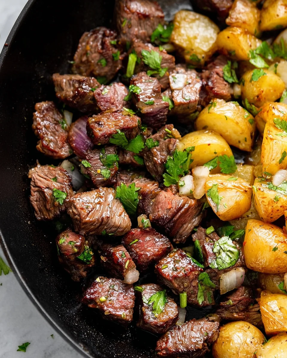 Slow Cooker Garlic Butter Beef Bites & Potatoes Slow