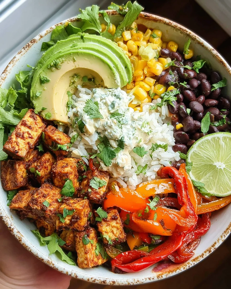 Spicy Baked Tofu Burrito Bowl Spicy