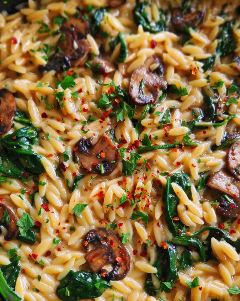 Spinach Mushroom Orzo