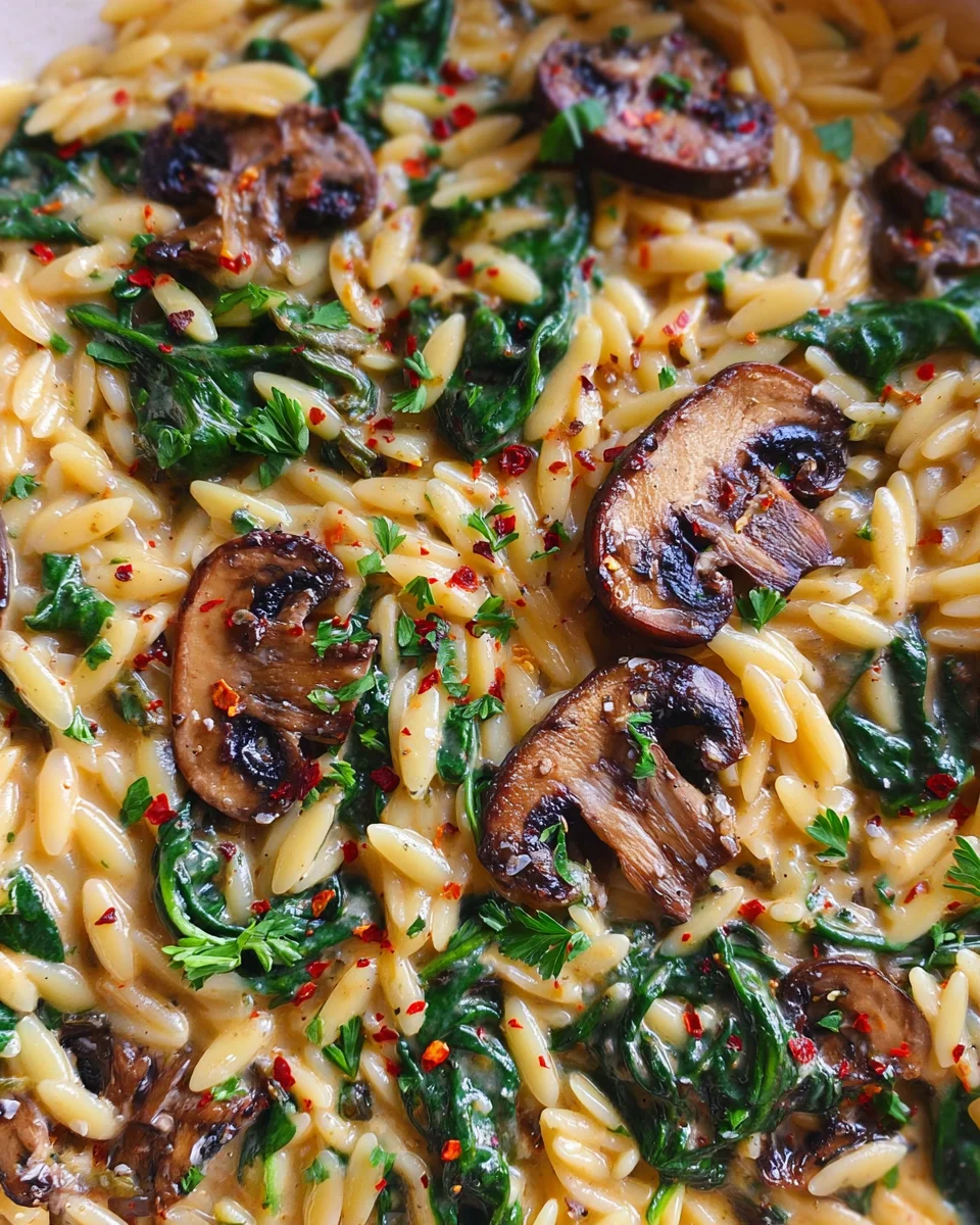 Spinach Mushroom Orzo Spinach