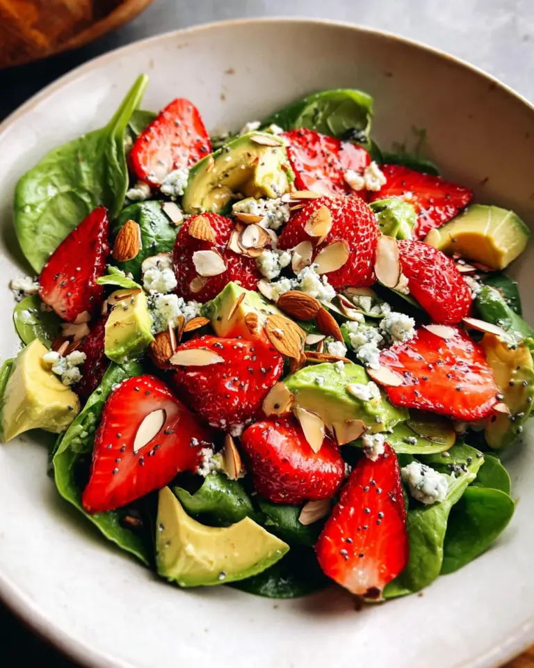 Strawberry Avocado Spinach Salad with Poppyseed Dressing