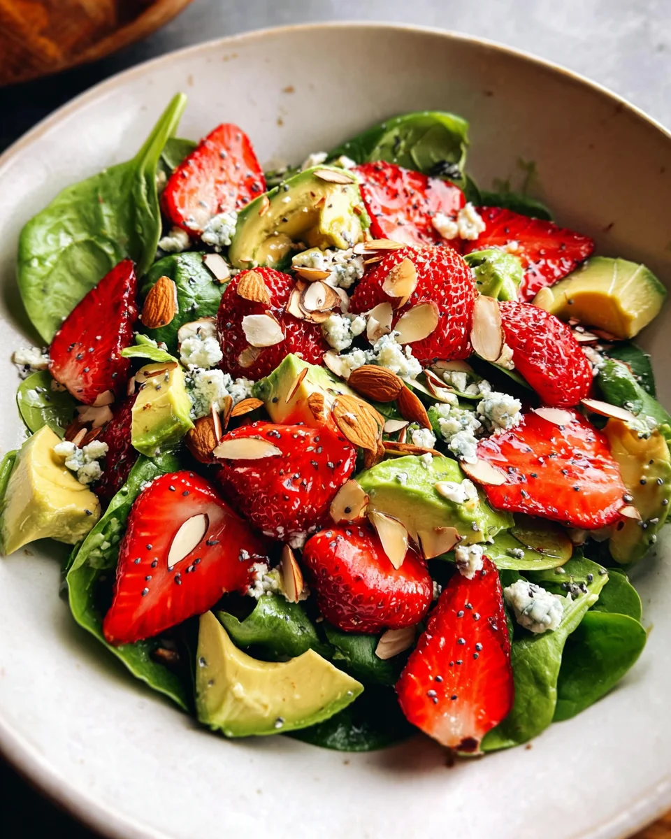 Strawberry Avocado Spinach Salad with Poppyseed Dressing