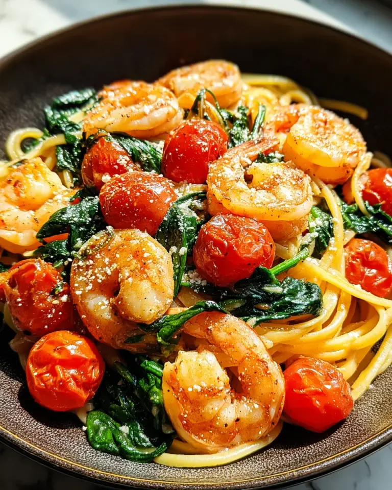 Tomato Spinach Shrimp Pasta