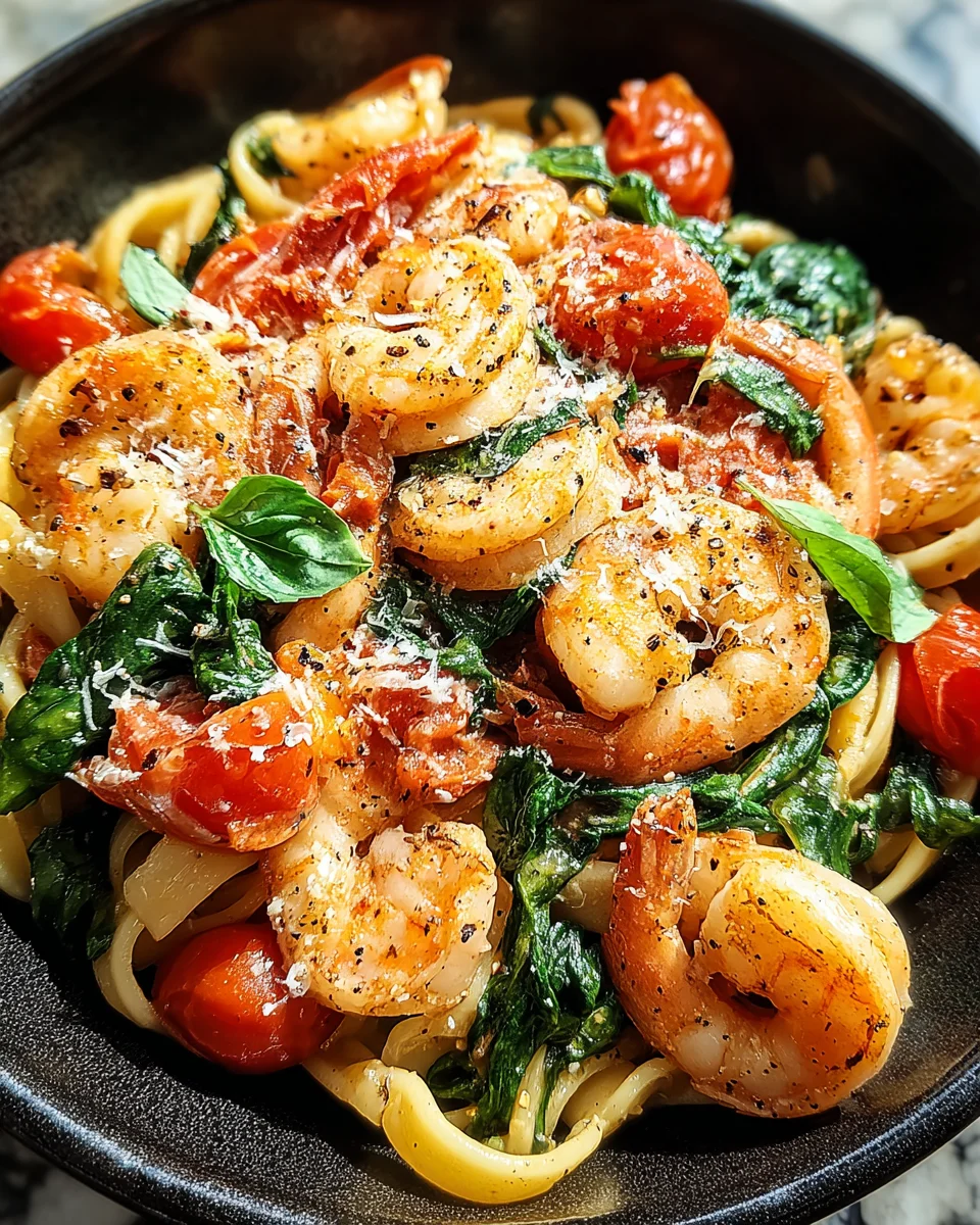Tomato Spinach Shrimp Pasta Tomato